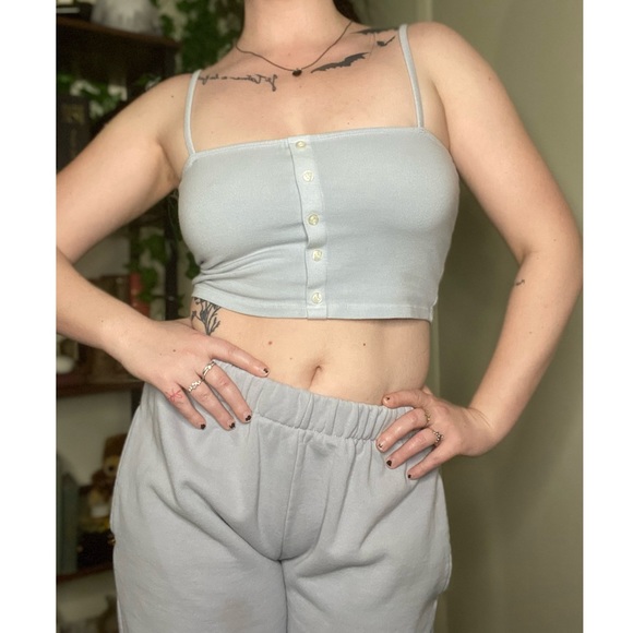 Brandy Melville Pants - Super Cute & Cozy Pastel Baby Blue Brandy Melville 2 Piece sweatpants & Cami Set
